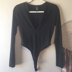 Black, Deep-V Bodysuit!